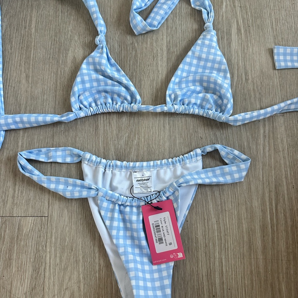 Motel Rocks Blue Gingham Bikini Set